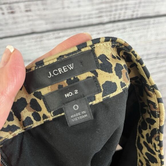 J Crew No. 2 Pencil Skirt size 0 Leopard Cheetah Straight Knee Stretch Career - Picture 7 of 7